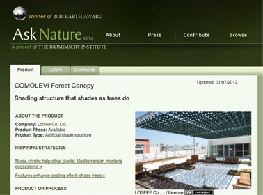 画像：Ask Nature（アスクネイチャー）サイト